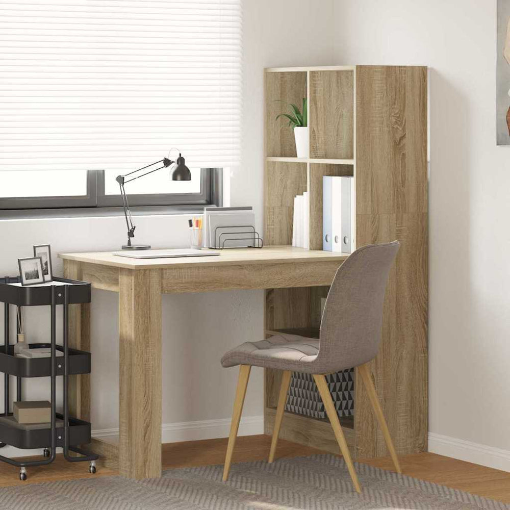 vidaXL Desk Sonoma Oak 122 x 67 x 145 cm Engineered Wood