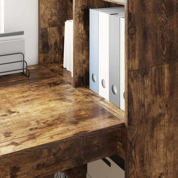 vidaXL Desk Smoked Oak 122 x 67 x 145 cm Engineered Wood