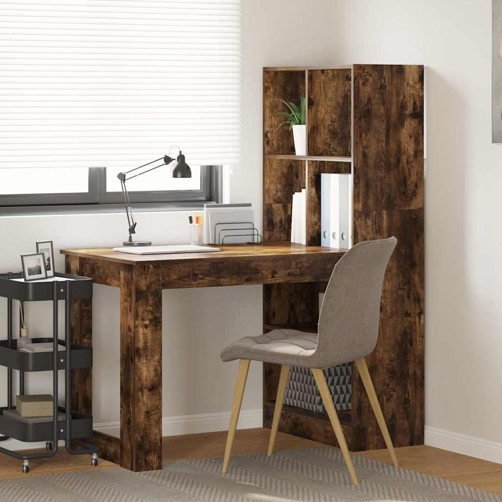 vidaXL Desk Smoked Oak 122 x 67 x 145 cm Engineered Wood