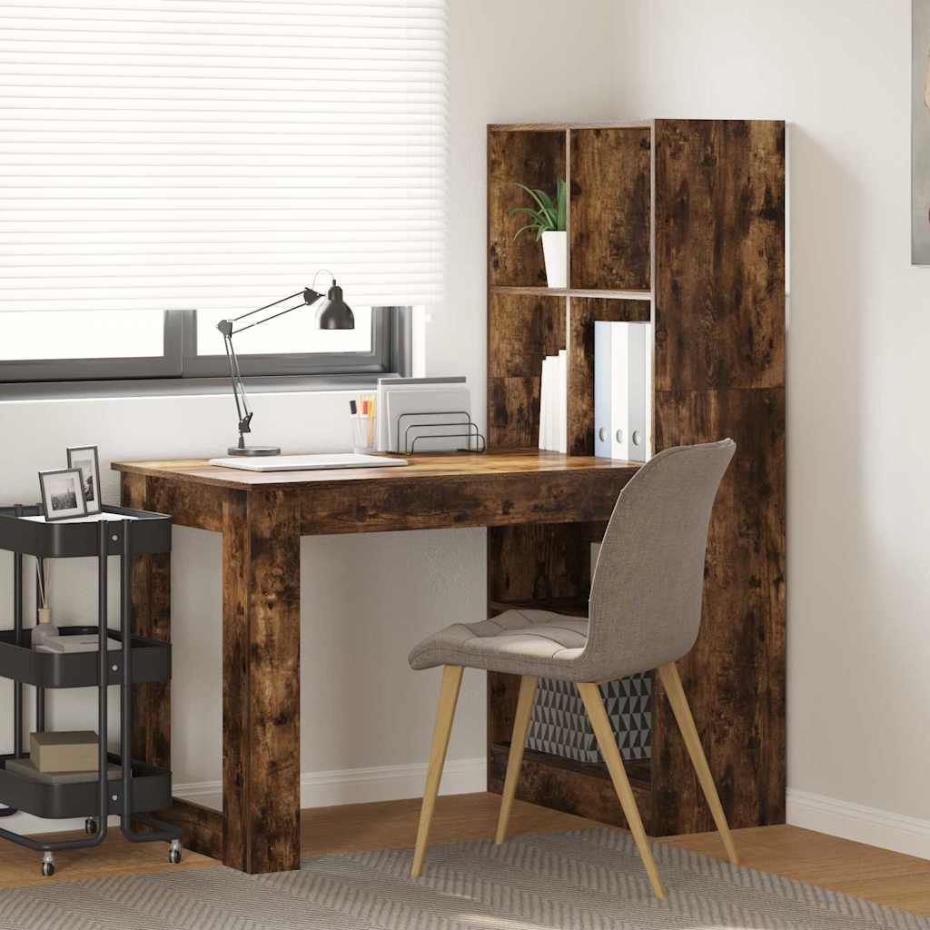 vidaXL Desk Smoked Oak 122 x 67 x 145 cm Engineered Wood
