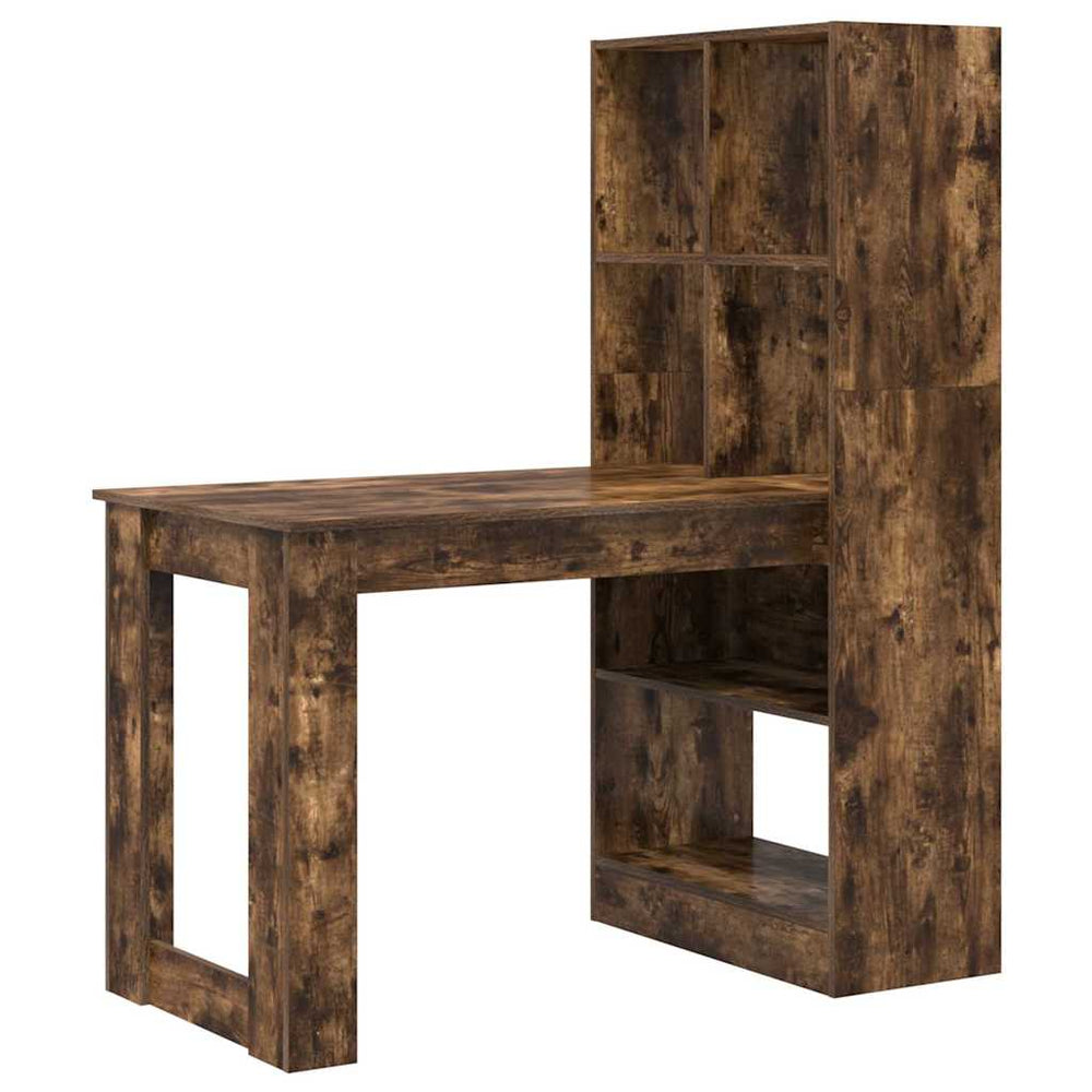 vidaXL Desk Smoked Oak 122 x 67 x 145 cm Engineered Wood
