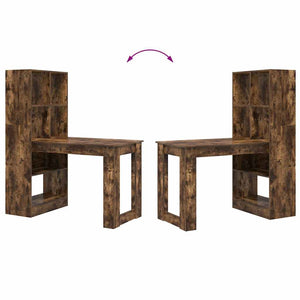 vidaXL Desk Smoked Oak 122 x 67 x 145 cm Engineered Wood