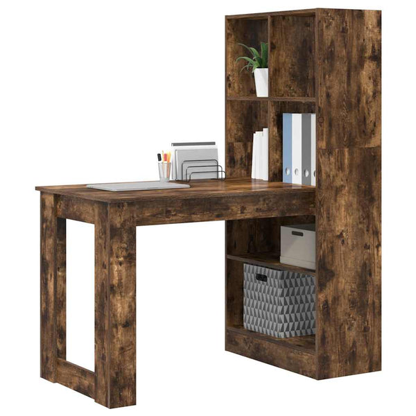 vidaXL Desk Smoked Oak 122 x 67 x 145 cm Engineered Wood