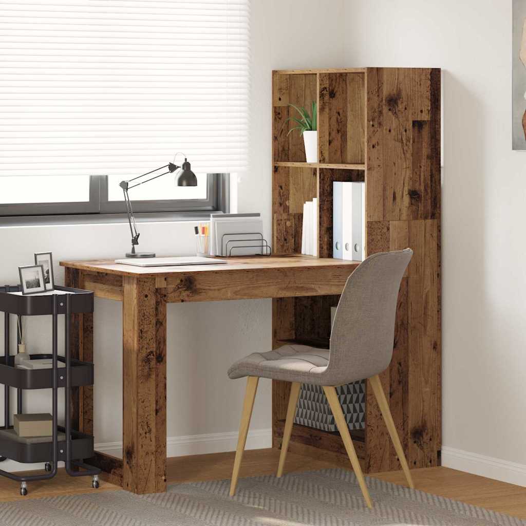 vidaXL Desk with Shelf Reclaimed Wood 122 x 67 x 145 cm Engineered Wood