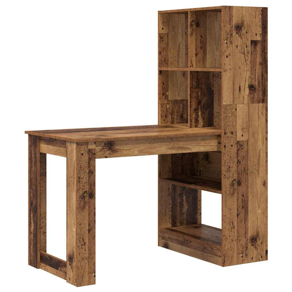 vidaXL Desk with Shelf Reclaimed Wood 122 x 67 x 145 cm Engineered Wood