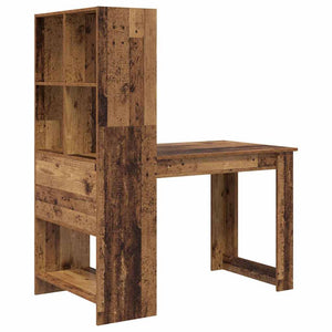 vidaXL Desk with Shelf Reclaimed Wood 122 x 67 x 145 cm Engineered Wood