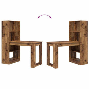 vidaXL Desk with Shelf Reclaimed Wood 122 x 67 x 145 cm Engineered Wood