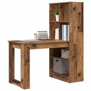 vidaXL Desk with Shelf Reclaimed Wood 122 x 67 x 145 cm Engineered Wood
