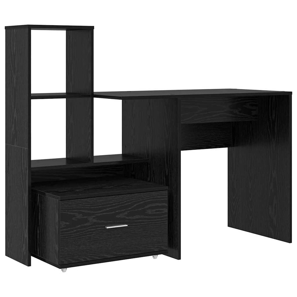 vidaXL Desk Black Oak Look 131.5 x 50 x 106.5 cm