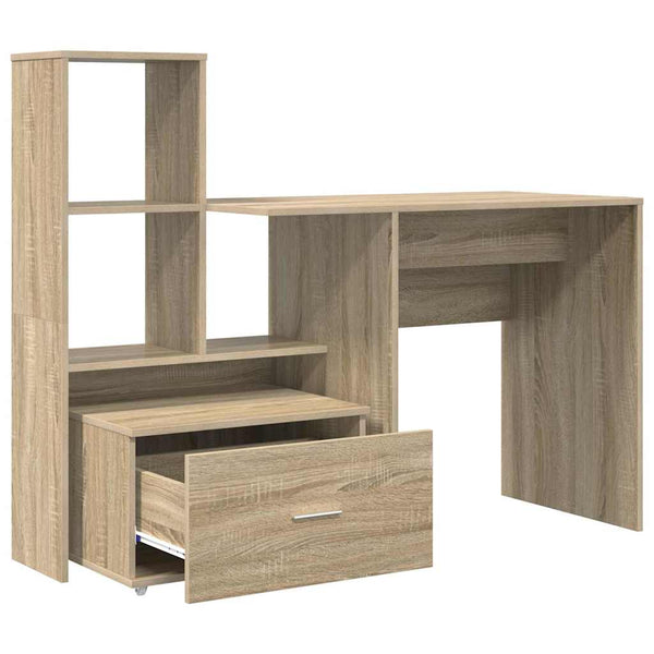 vidaXL Desk Sonoma Oak 131.5 x 50 x 106.5 cm Engineered Wood
