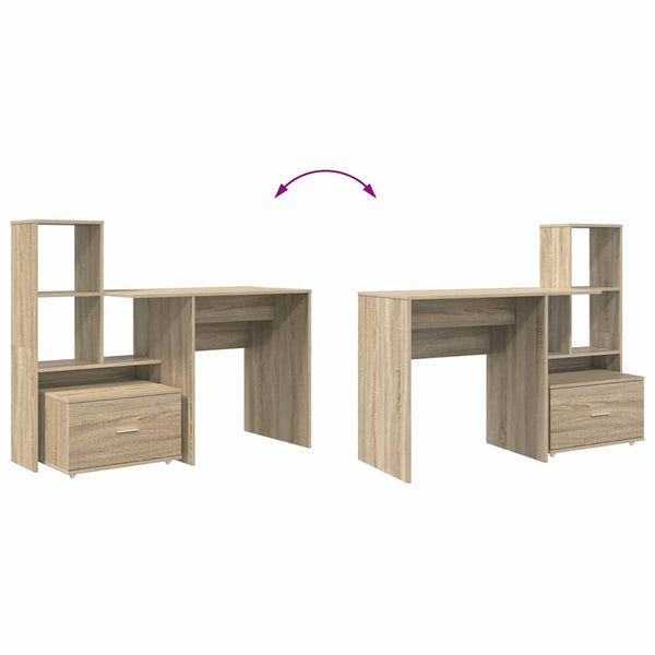 vidaXL Desk Sonoma Oak 131.5 x 50 x 106.5 cm Engineered Wood