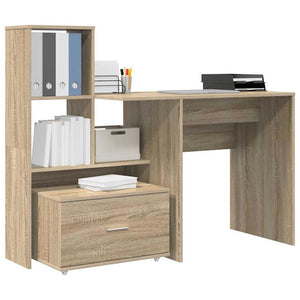 vidaXL Desk Sonoma Oak 131.5 x 50 x 106.5 cm Engineered Wood