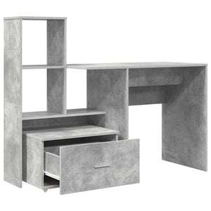 vidaXL Desk Concrete Grey 131.5 x 50 x 106.5 cm Engineered Wood