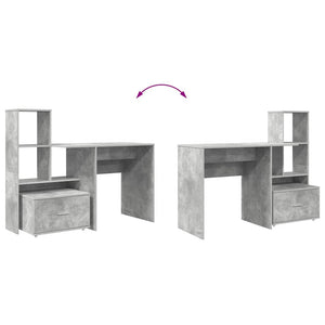 vidaXL Desk Concrete Grey 131.5 x 50 x 106.5 cm Engineered Wood