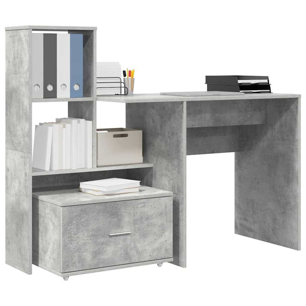 vidaXL Desk Concrete Grey 131.5 x 50 x 106.5 cm Engineered Wood