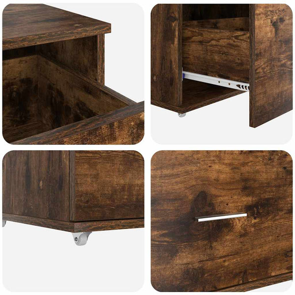 vidaXL Desk with Shelves Smoked Oak 131.5 x 50 x 106.5 cm