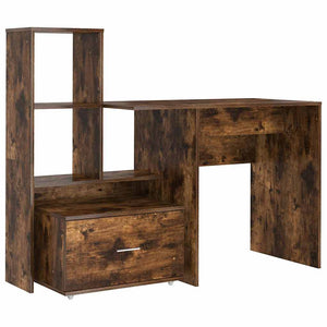 vidaXL Desk with Shelves Smoked Oak 131.5 x 50 x 106.5 cm