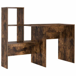 vidaXL Desk with Shelves Smoked Oak 131.5 x 50 x 106.5 cm