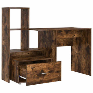vidaXL Desk with Shelves Smoked Oak 131.5 x 50 x 106.5 cm
