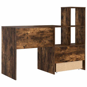 vidaXL Desk with Shelves Smoked Oak 131.5 x 50 x 106.5 cm