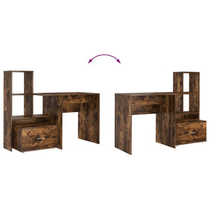 vidaXL Desk with Shelves Smoked Oak 131.5 x 50 x 106.5 cm