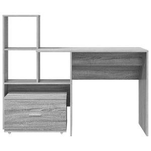 vidaXL Desk Grey Sonoma 131.5 x 50 x 106.5 cm Engineered Wood