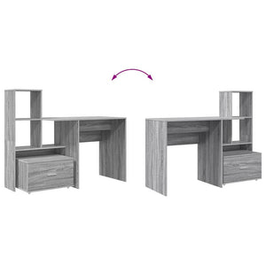 vidaXL Desk Grey Sonoma 131.5 x 50 x 106.5 cm Engineered Wood