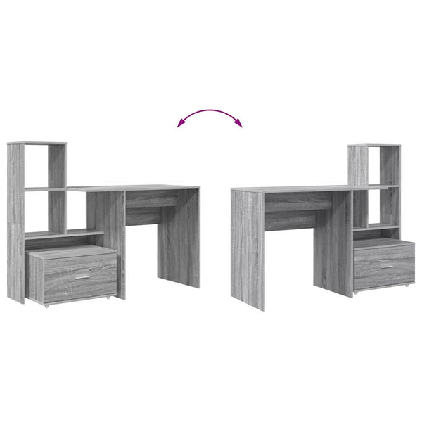 vidaXL Desk Grey Sonoma 131.5 x 50 x 106.5 cm Engineered Wood