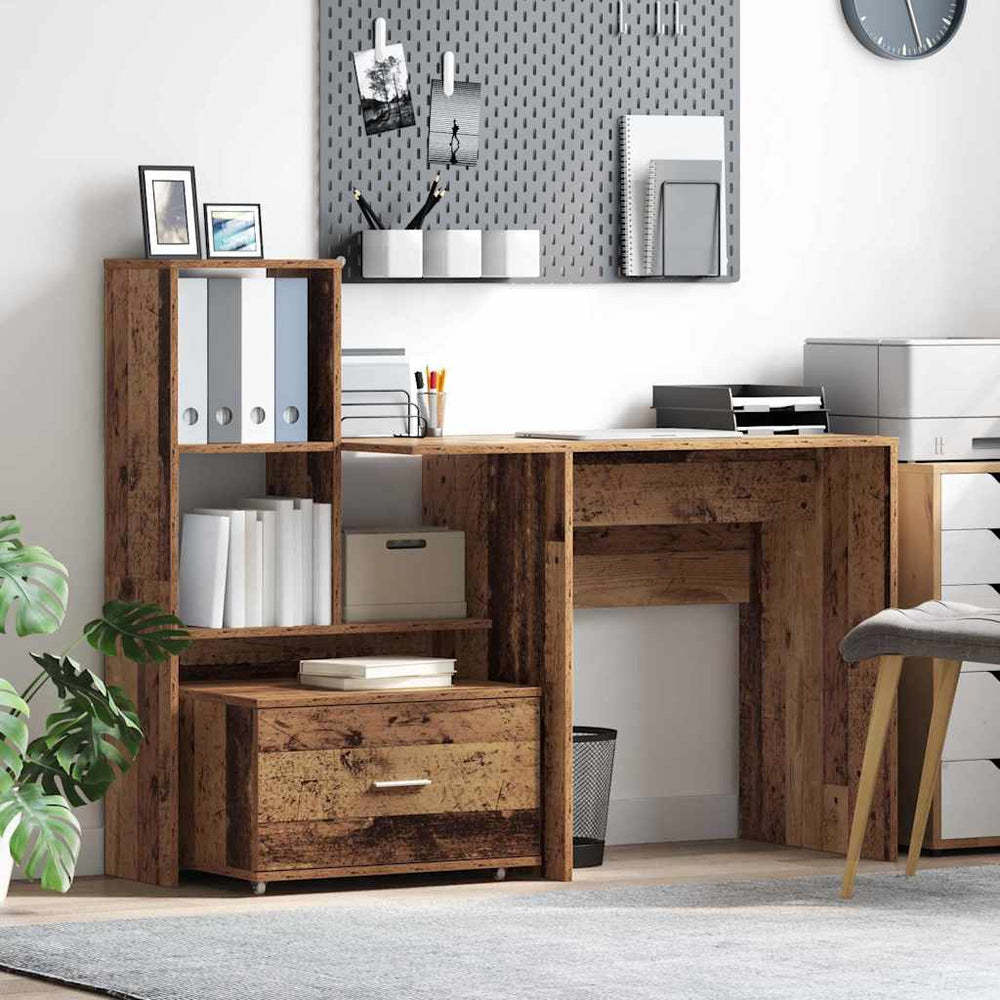 vidaXL Desk Reclaimed Wood 131.5 x 50 x 106.5 cm Engineered Wood
