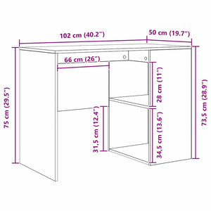 vidaXL Corner Desk Black Oak Look 102 x 88 x 75 cm