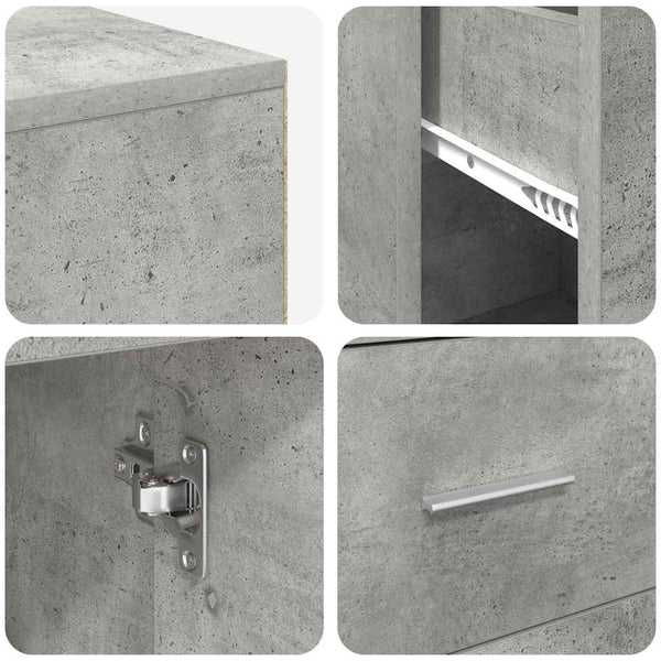 vidaXL Corner Desk with Drawers Concrete Grey 102 x 88 x 75 cm
