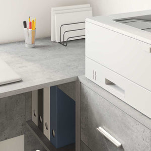 vidaXL Corner Desk with Drawers Concrete Grey 102 x 88 x 75 cm