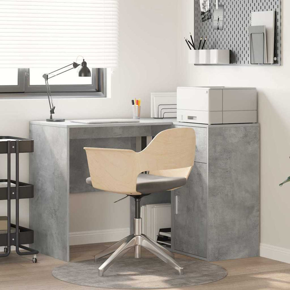 vidaXL Corner Desk with Drawers Concrete Grey 102 x 88 x 75 cm