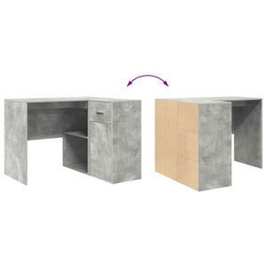 vidaXL Corner Desk with Drawers Concrete Grey 102 x 88 x 75 cm