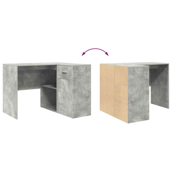 vidaXL Corner Desk with Drawers Concrete Grey 102 x 88 x 75 cm
