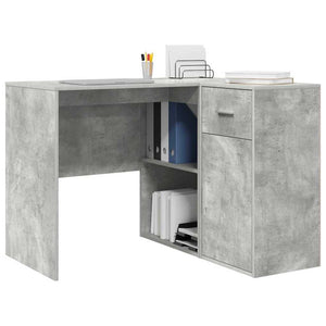 vidaXL Corner Desk with Drawers Concrete Grey 102 x 88 x 75 cm