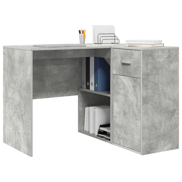 vidaXL Corner Desk with Drawers Concrete Grey 102 x 88 x 75 cm