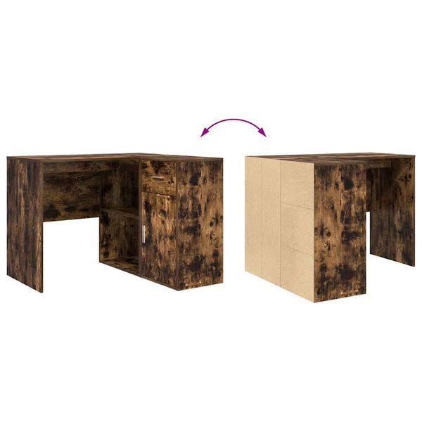 vidaXL Corner Desk Smoked Oak 102 x 88 x 75 cm