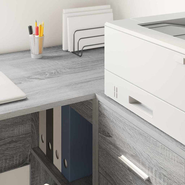 vidaXL Corner Desk with Drawers Sonoma Grey 102 x 88 x 75 cm