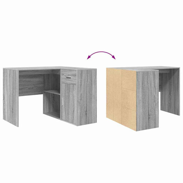 vidaXL Corner Desk with Drawers Sonoma Grey 102 x 88 x 75 cm