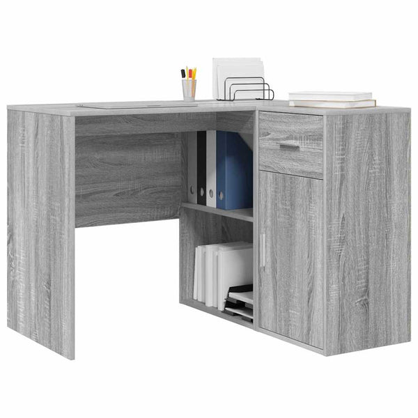 vidaXL Corner Desk with Drawers Sonoma Grey 102 x 88 x 75 cm
