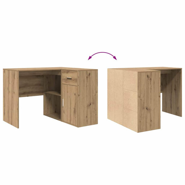 vidaXL Corner Desk with Drawers Artisan Oak 102 x 88 x 75 cm