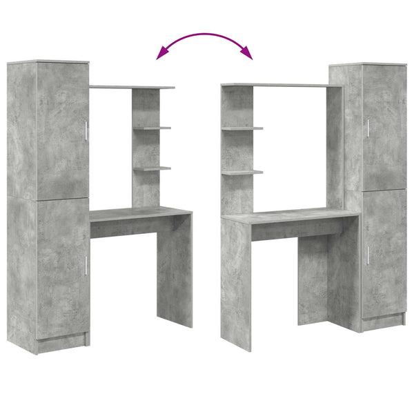 vidaXL Desk 2 pcs Concrete Grey