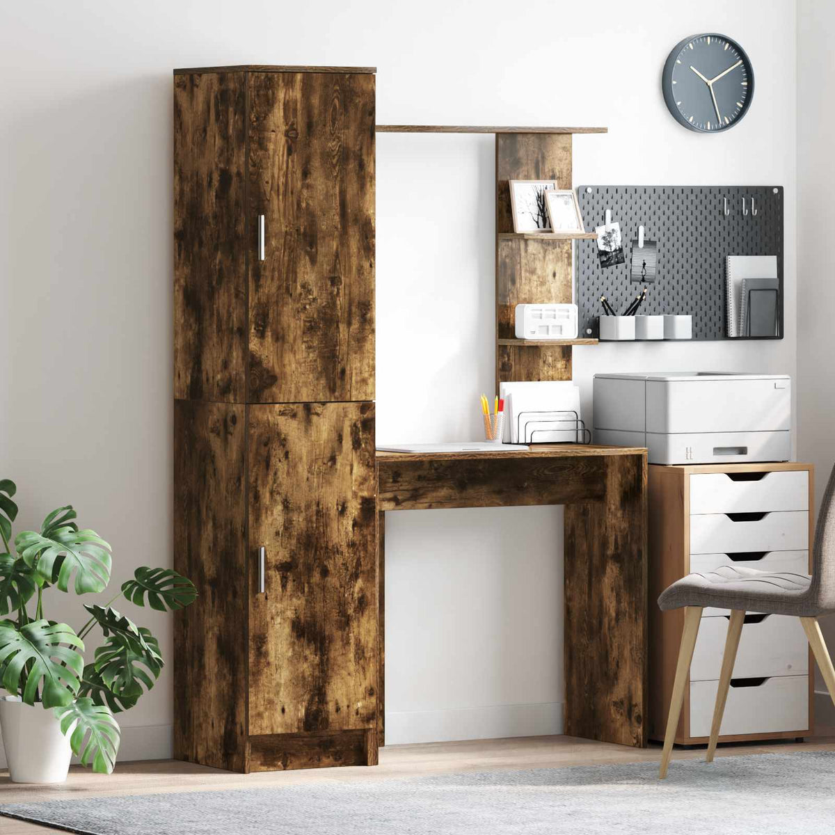 vidaXL Desk 2 pcs Smoked Oak