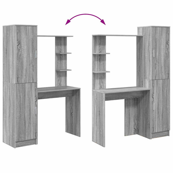 vidaXL Desk 2 pcs Sonoma Grey