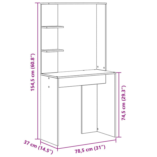 vidaXL Desk 2 pcs Sonoma Grey