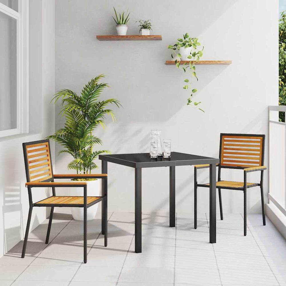 Garten Stapelstühle 2er Set Braun Schwarz