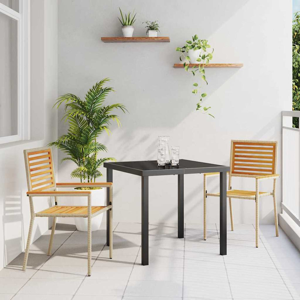 Garten Stapelstühle 2er Set Braun Beige