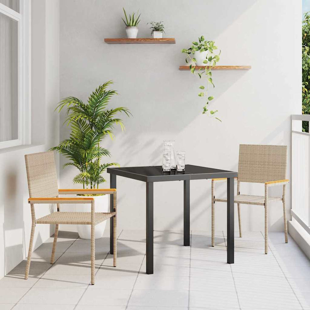 Garten Stapelstühle 2er Set Creme Braun