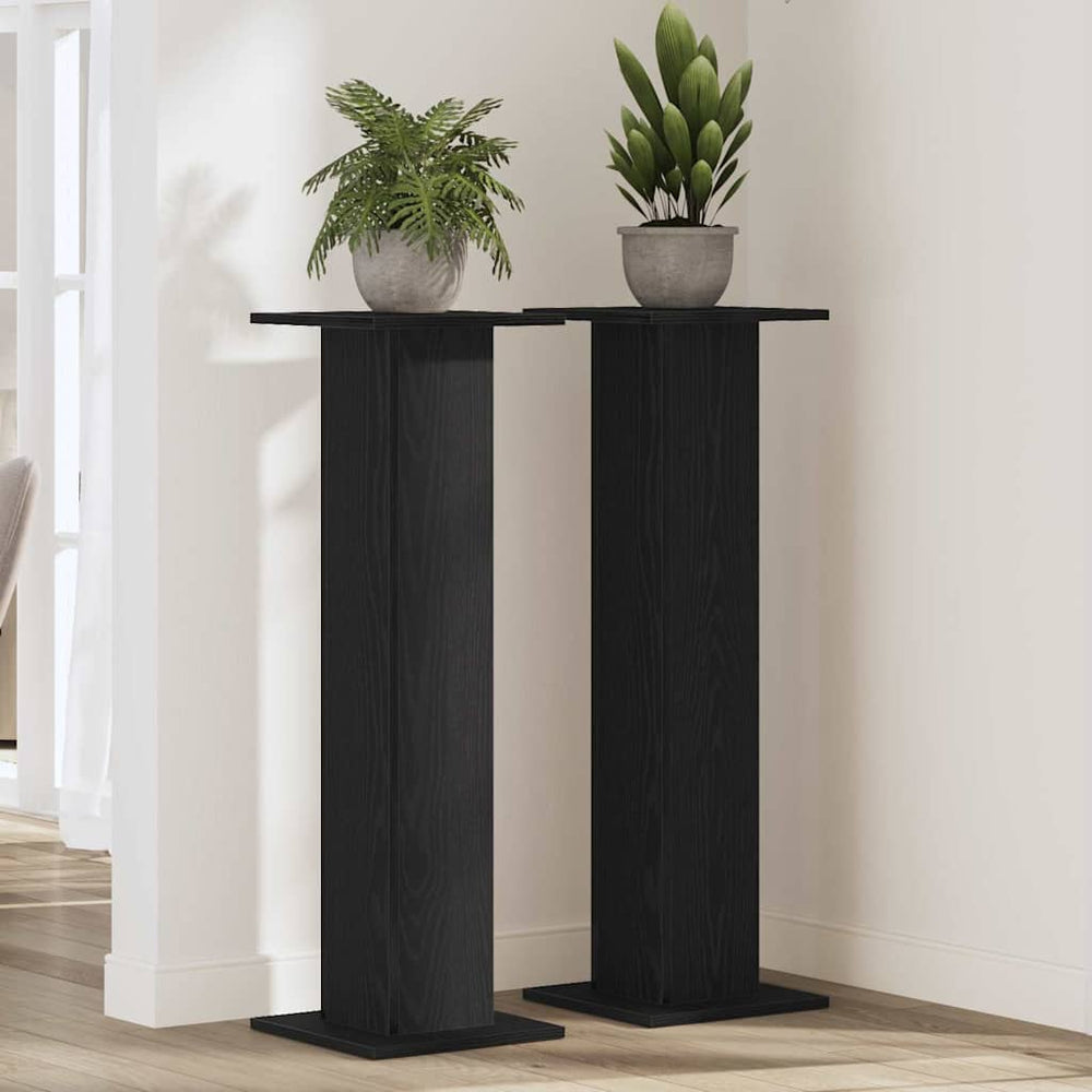 vidaXL Plant Stands 2 pcs Black Oak Look 30 x 30 x 95 cm